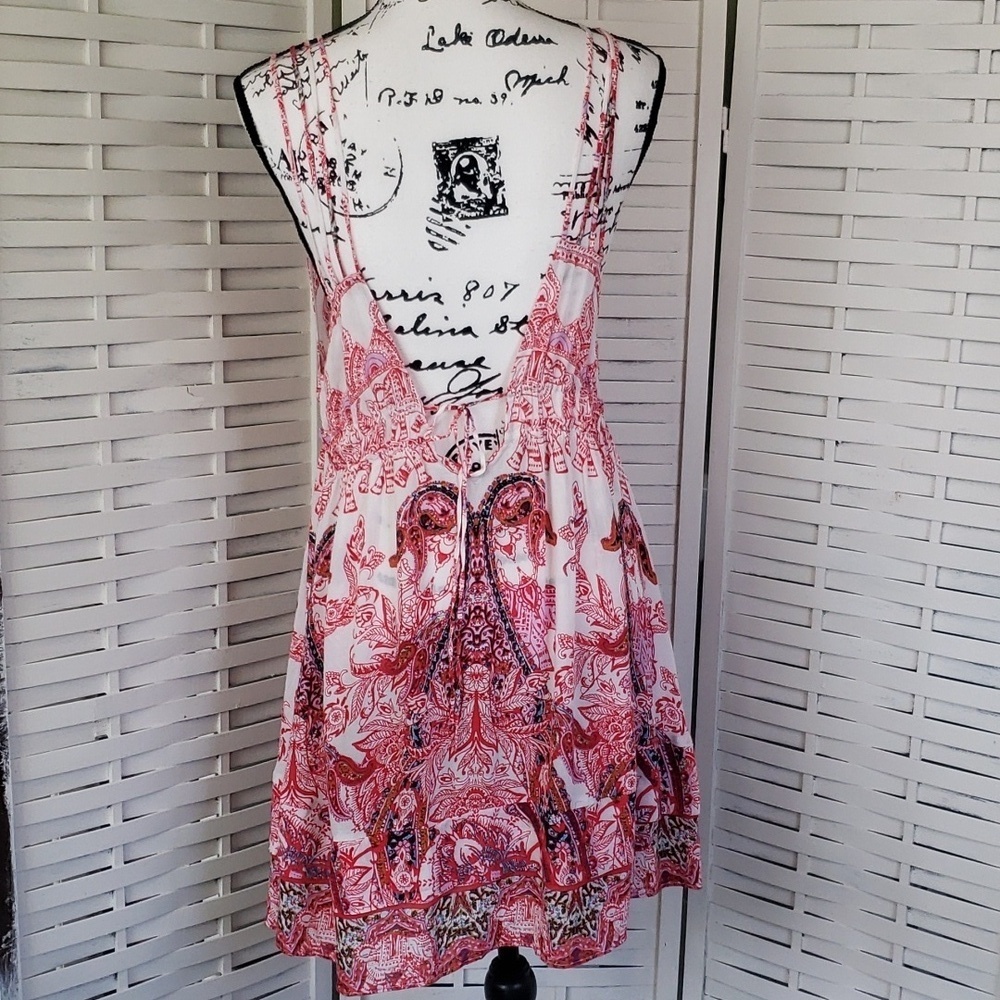Free People Red and white intimately louche dress M - Picture 4 of 7